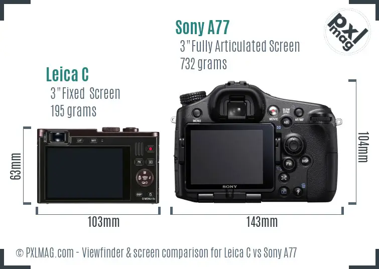 Leica C vs Sony A77 Screen and Viewfinder comparison