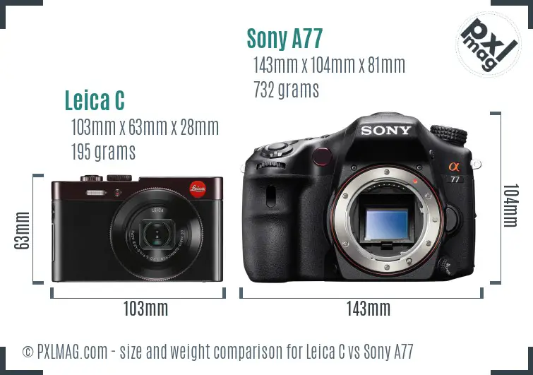 Leica C vs Sony A77 size comparison