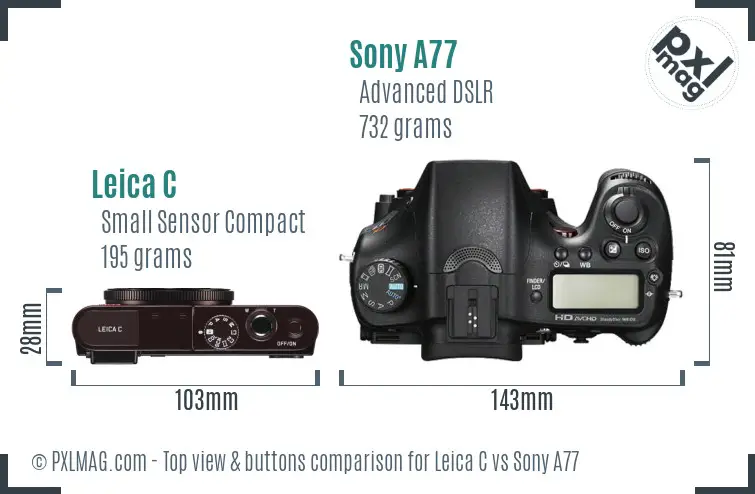 Leica C vs Sony A77 top view buttons comparison