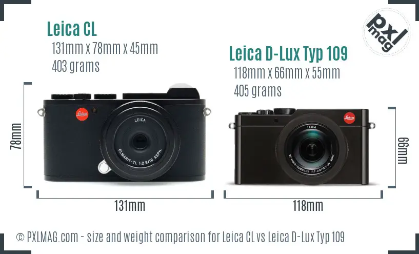 Leica CL vs Leica D-Lux Typ 109 size comparison