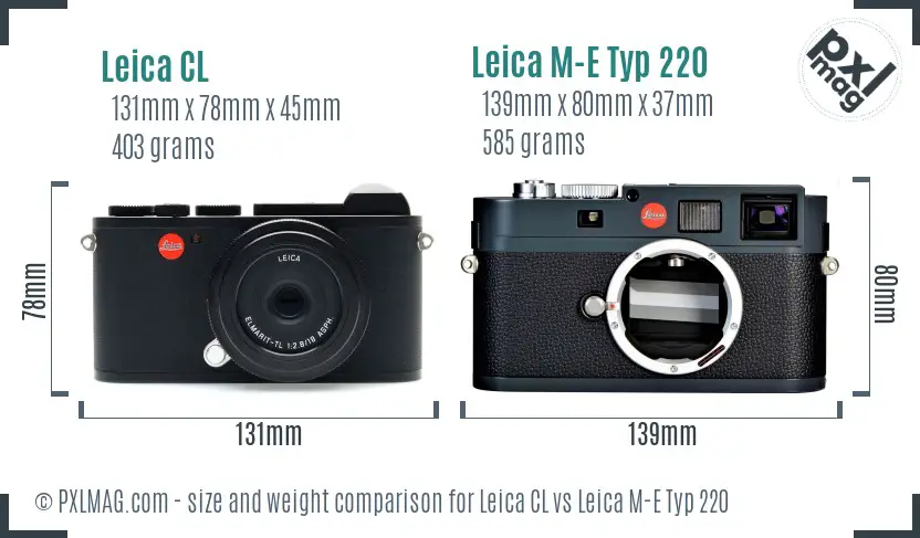 Leica CL vs Leica M-E Typ 220 size comparison