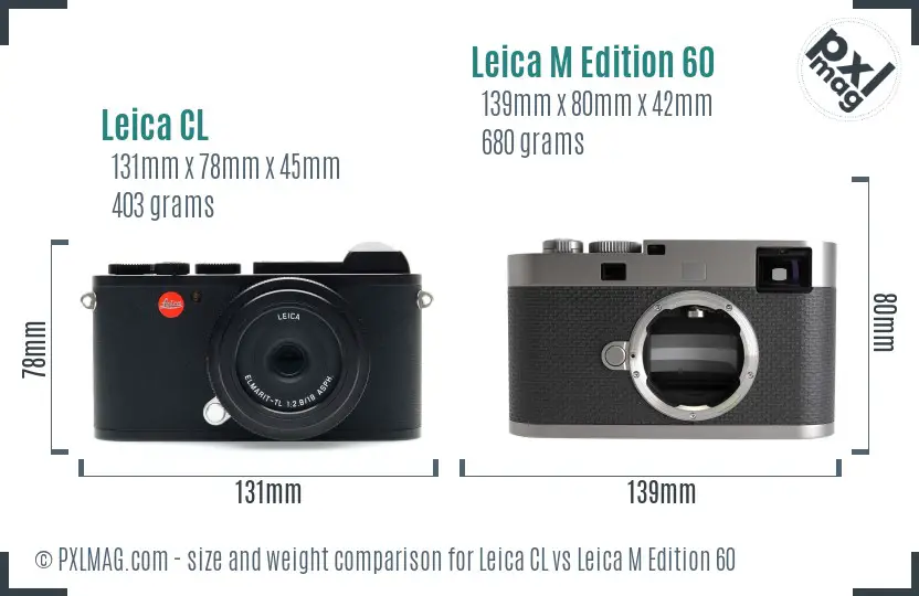 Leica CL vs Leica M Edition 60 size comparison