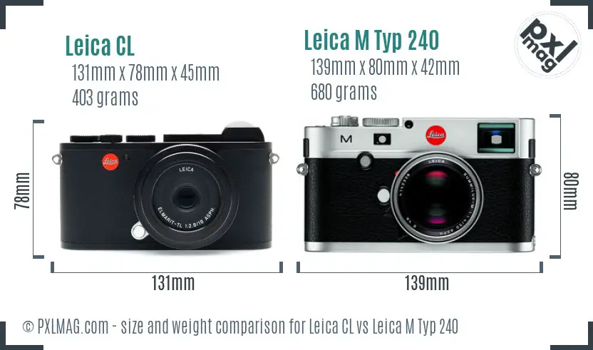 Leica CL vs Leica M Typ 240 size comparison