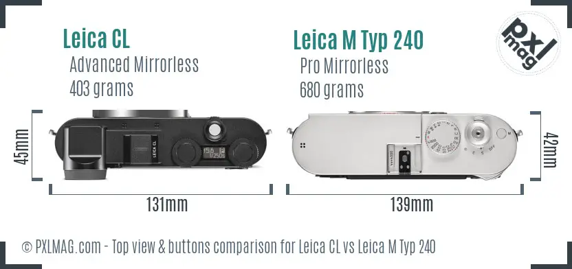 Leica CL vs Leica M Typ 240 top view buttons comparison