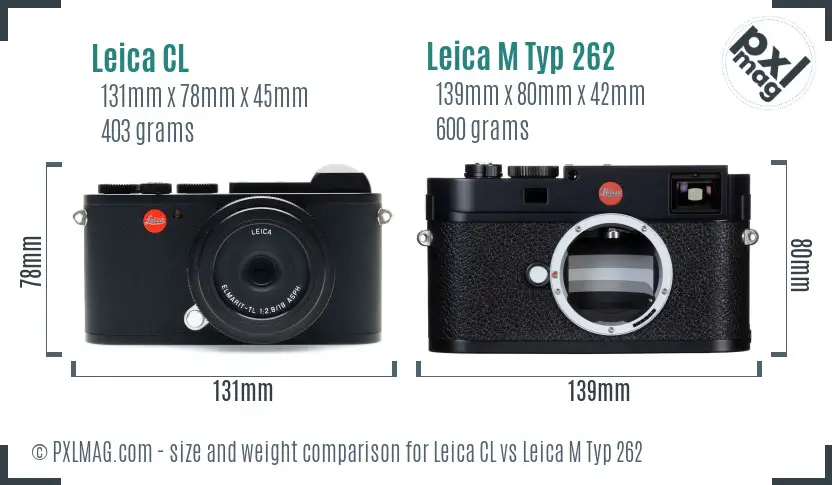 Leica CL vs Leica M Typ 262 size comparison