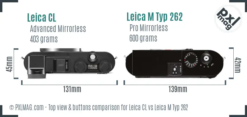 Leica CL vs Leica M Typ 262 top view buttons comparison