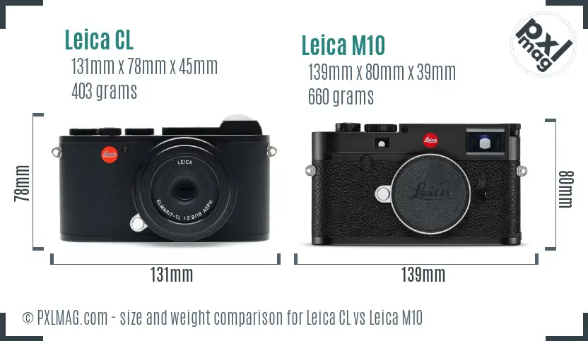 Leica CL vs Leica M10 size comparison