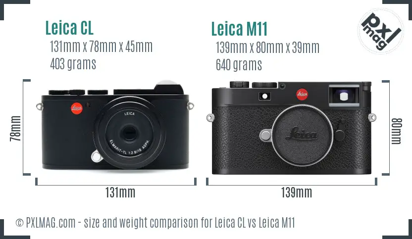 Leica CL vs Leica M11 size comparison
