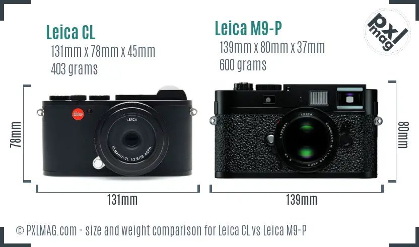 Leica CL vs Leica M9-P size comparison