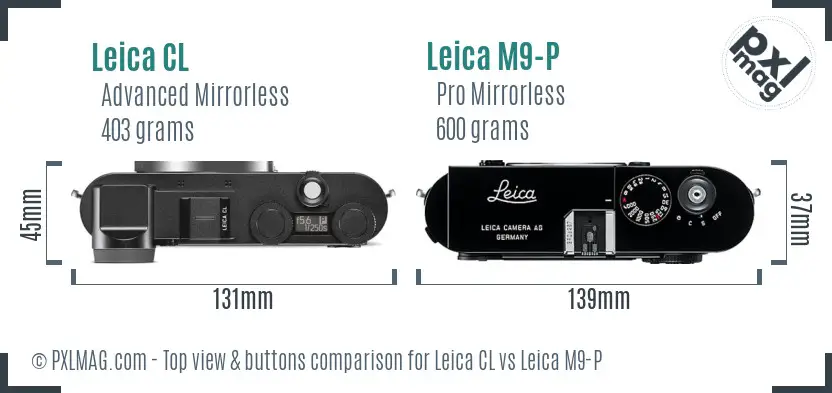 Leica CL vs Leica M9-P top view buttons comparison