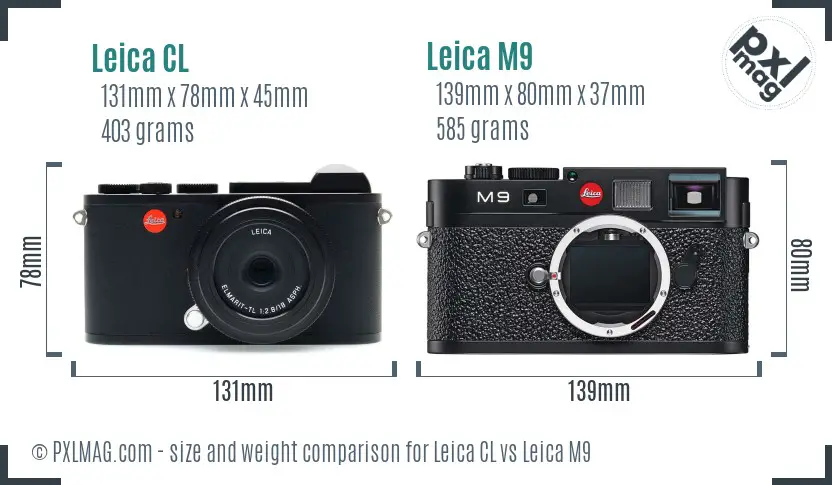 Leica CL vs Leica M9 size comparison