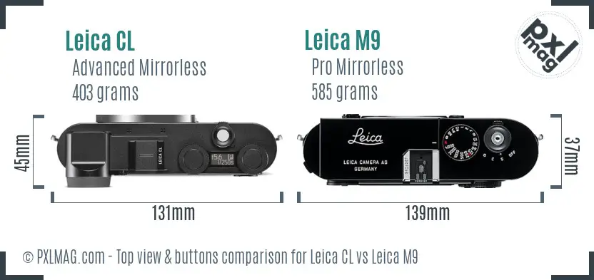 Leica CL vs Leica M9 top view buttons comparison