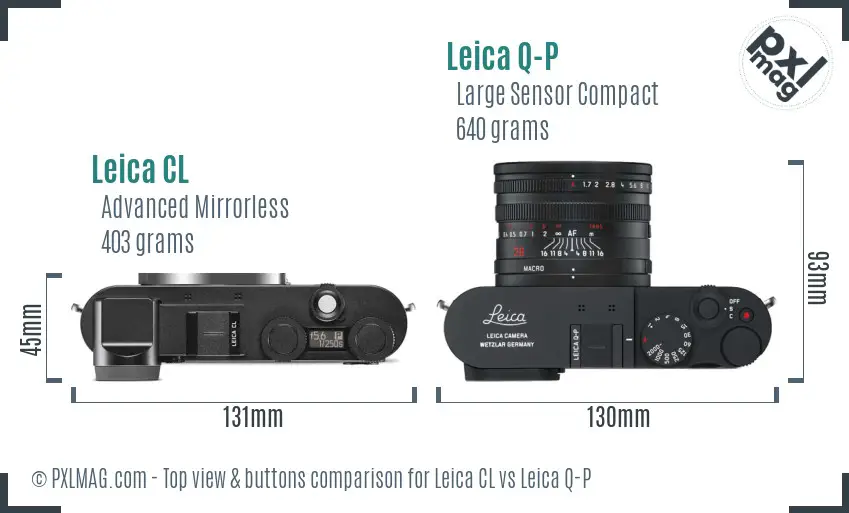 Leica CL vs Leica Q-P top view buttons comparison