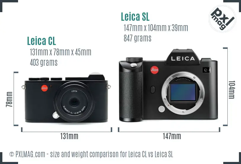 Leica CL vs Leica SL size comparison Leica CL vs Leica SL size comparison