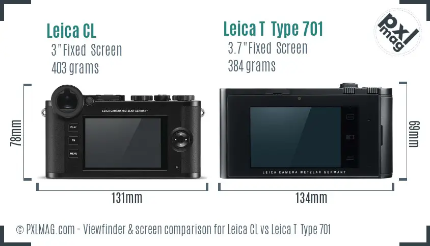 Leica CL vs Leica T  Type 701 Screen and Viewfinder comparison