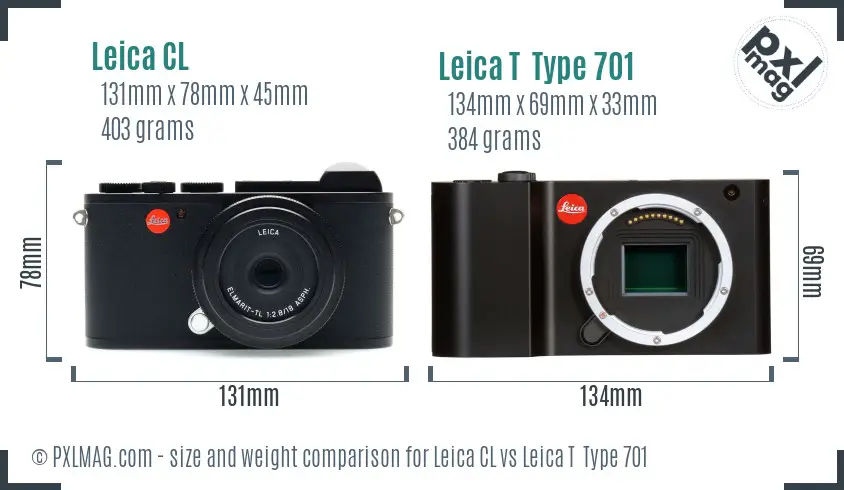 Leica CL vs Leica T  Type 701 size comparison