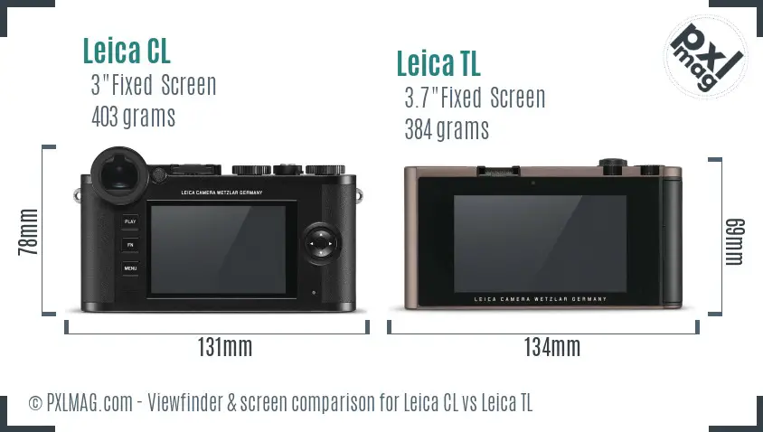 Leica CL vs Leica TL Screen and Viewfinder comparison