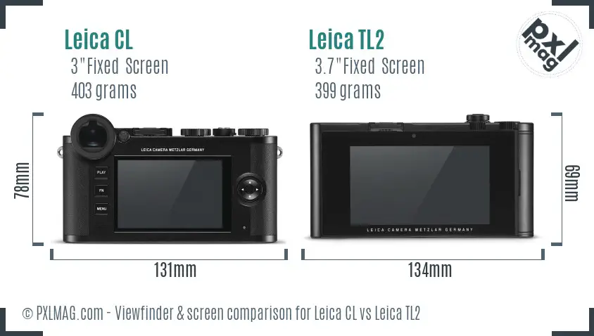 Leica CL vs Leica TL2 Screen and Viewfinder comparison