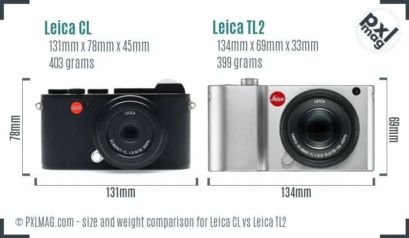 Leica CL vs Leica TL2 size comparison