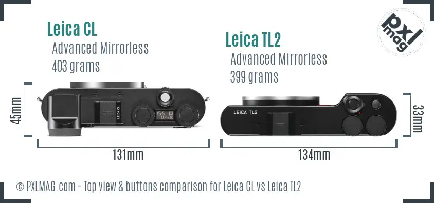 Leica CL vs Leica TL2 top view buttons comparison