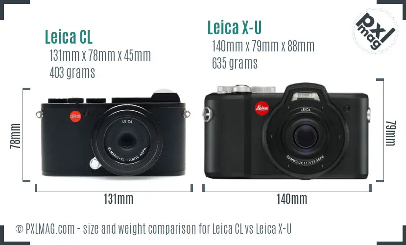 Leica CL vs Leica X-U size comparison