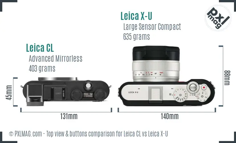 Leica CL vs Leica X-U top view buttons comparison