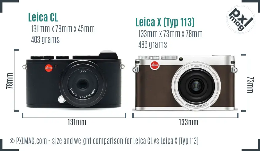 Leica CL vs Leica X (Typ 113) size comparison