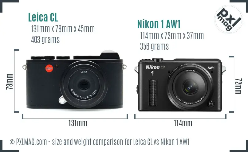 Leica CL vs Nikon 1 AW1 size comparison