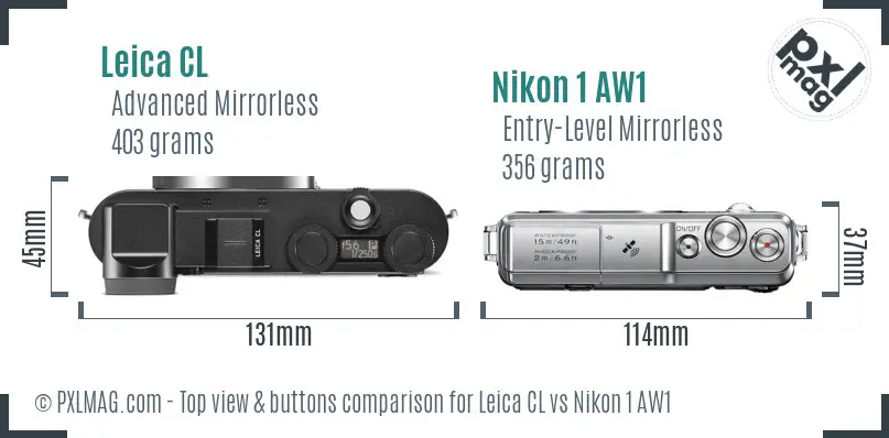 Leica CL vs Nikon 1 AW1 top view buttons comparison