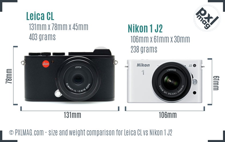 Leica CL vs Nikon 1 J2 size comparison