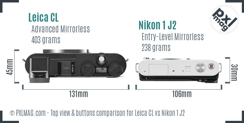 Leica CL vs Nikon 1 J2 top view buttons comparison