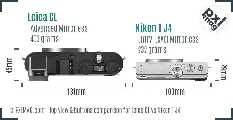 Leica CL vs Nikon 1 J4 top view buttons comparison