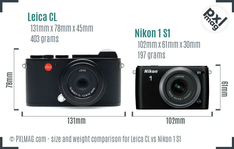 Leica CL vs Nikon 1 S1 size comparison