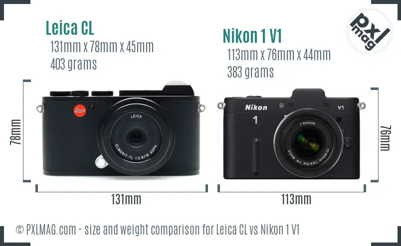 Leica CL vs Nikon 1 V1 size comparison