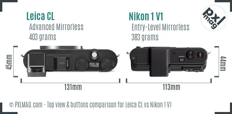 Leica CL vs Nikon 1 V1 top view buttons comparison