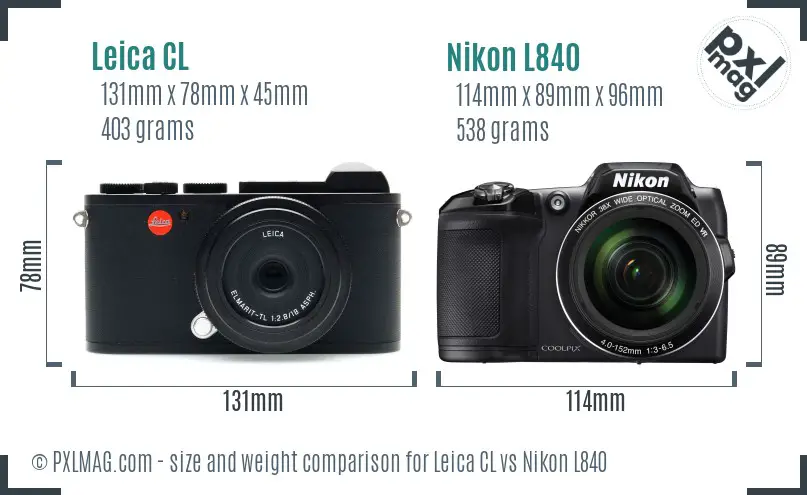 Leica CL vs Nikon L840 size comparison