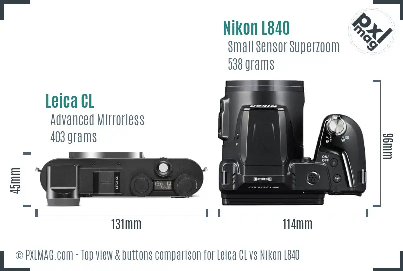 Leica CL vs Nikon L840 top view buttons comparison