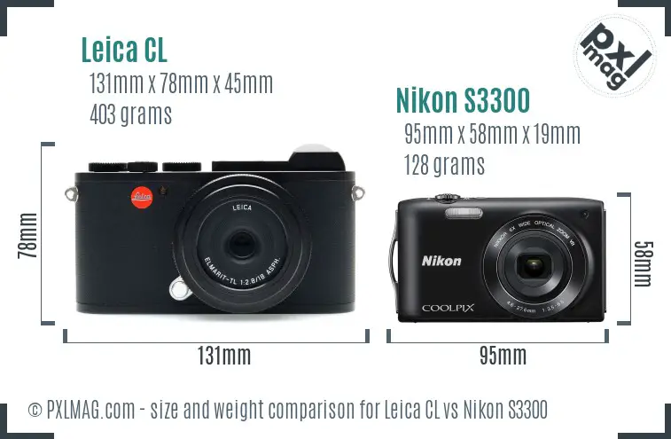 Leica CL vs Nikon S3300 size comparison