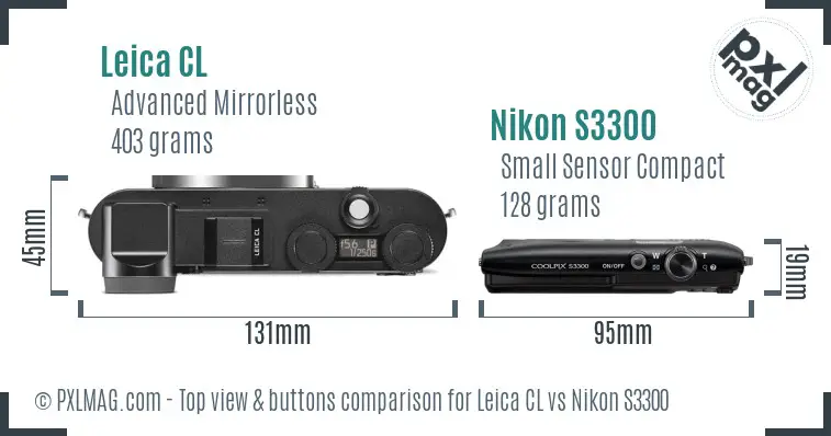 Leica CL vs Nikon S3300 top view buttons comparison