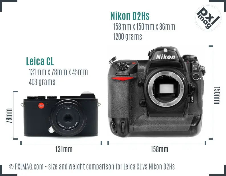 Leica CL vs Nikon D2Hs size comparison