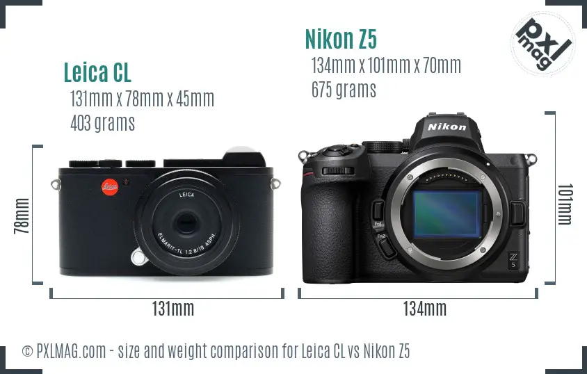 Leica CL vs Nikon Z5 size comparison