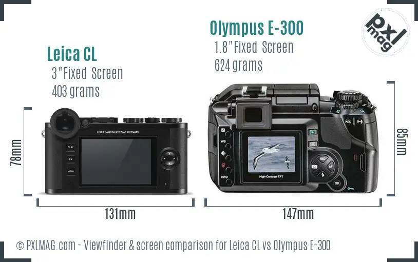 Leica CL vs Olympus E-300 Screen and Viewfinder comparison