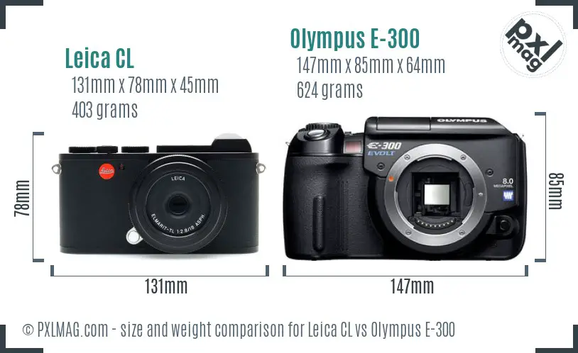 Leica CL vs Olympus E-300 size comparison