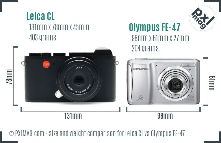 Leica CL vs Olympus FE-47 size comparison