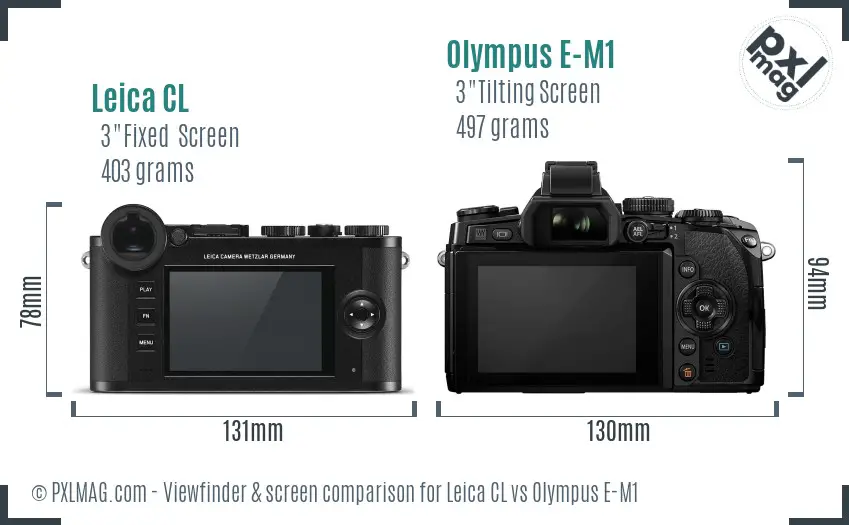 Leica CL vs Olympus E-M1 Screen and Viewfinder comparison