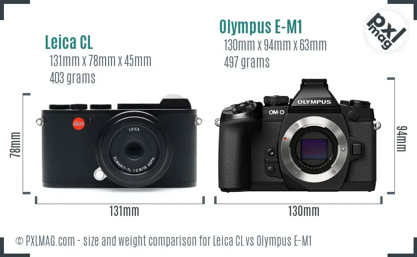 Leica CL vs Olympus E-M1 size comparison