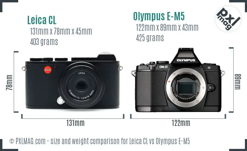 Leica CL vs Olympus E-M5 size comparison