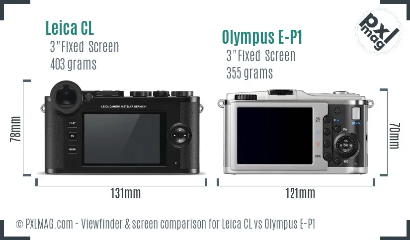 Leica CL vs Olympus E-P1 Screen and Viewfinder comparison