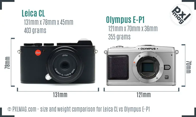 Leica CL vs Olympus E-P1 size comparison