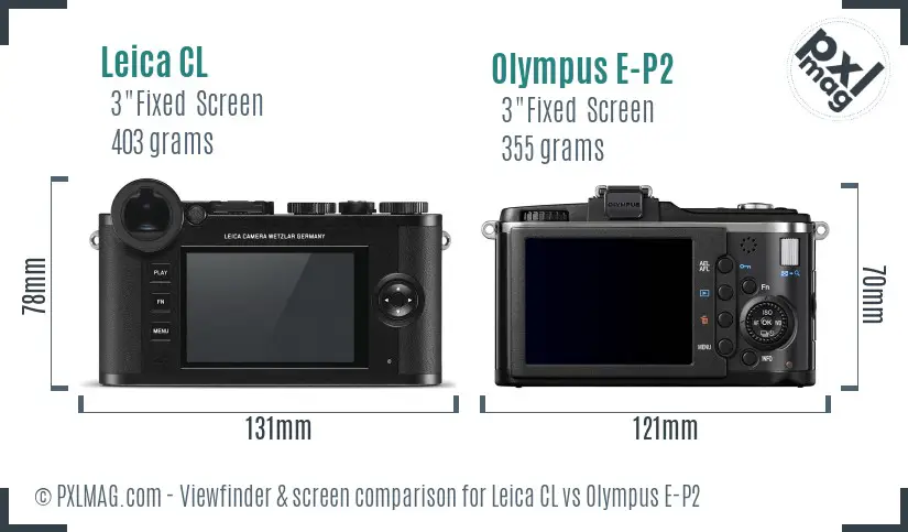 Leica CL vs Olympus E-P2 Screen and Viewfinder comparison
